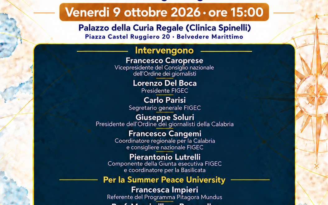 1791451203772-zy1vsq-locandina-del-09-10-2026 The Mediterranean as a crossroads of peace at the first public event of SPU26 in Belvedere Marittimo Journalism training and a forum with the President of Cairo’s Galala University on Friday 9 October